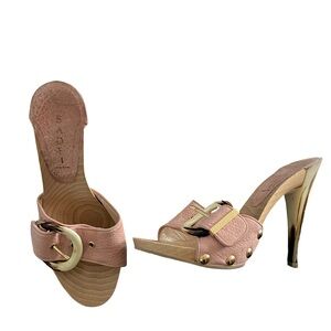Casadei Wooden Clog With Pink Strap